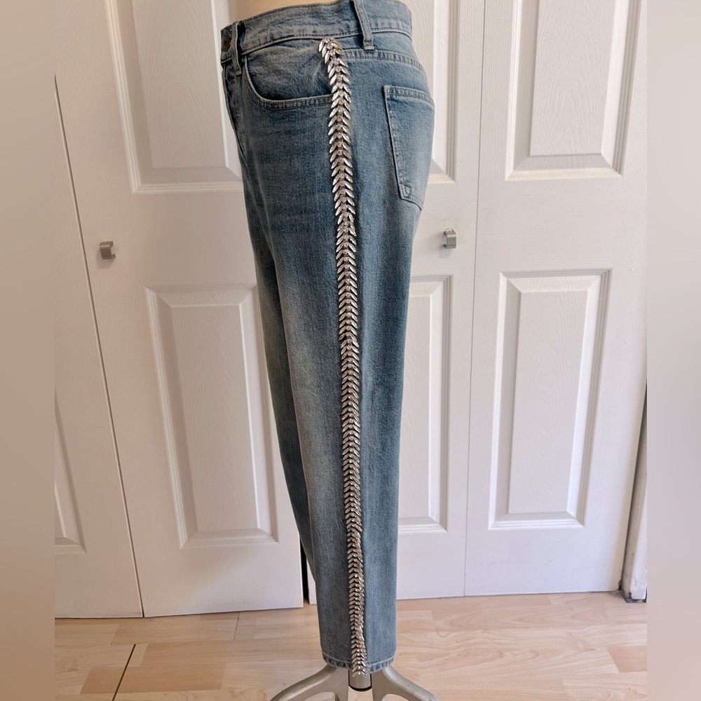 PISTOLA. Denim jean pants. Jeweled rhinestone gems. Size 27.